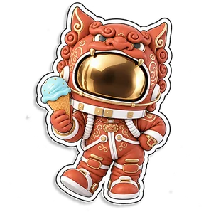 アイスを持ったシーサーの宇宙飛行士